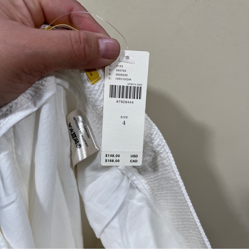 NWT Anthropologie Maeve Textured White Stratus side-stripe pant size 4 - Picture 11 of 11